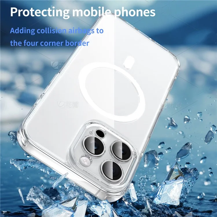 For iPhone 16 Pro Case Compatible with MagSafe Clear PC + TPU Shockproof Phone Back Cover - Transparent