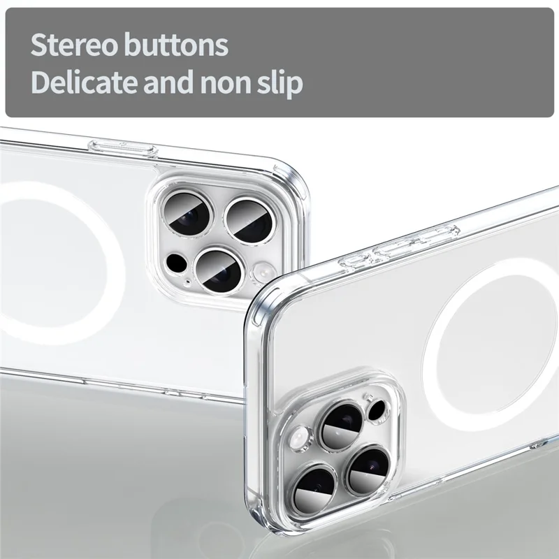For iPhone 16 Pro Max Case Compatible with MagSafe Clear PC + TPU Shockproof Phone Back Cover - Transparent