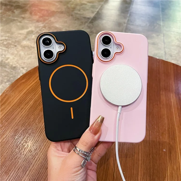 Per iPhone 16 Plus Custodia Compatibile con MagSafe Pelle Touch Slim PC Cover Posteriore - Rosa