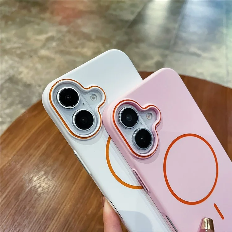 Per iPhone 16 Plus Custodia Compatibile con MagSafe Pelle Touch Slim PC Cover Posteriore - Rosa