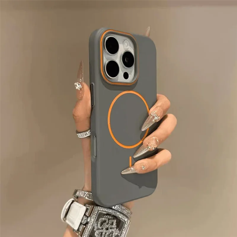 For iPhone 16 Pro Max Case Compatible with MagSafe Skin Touch Slim PC Phone Back Cover - Grey