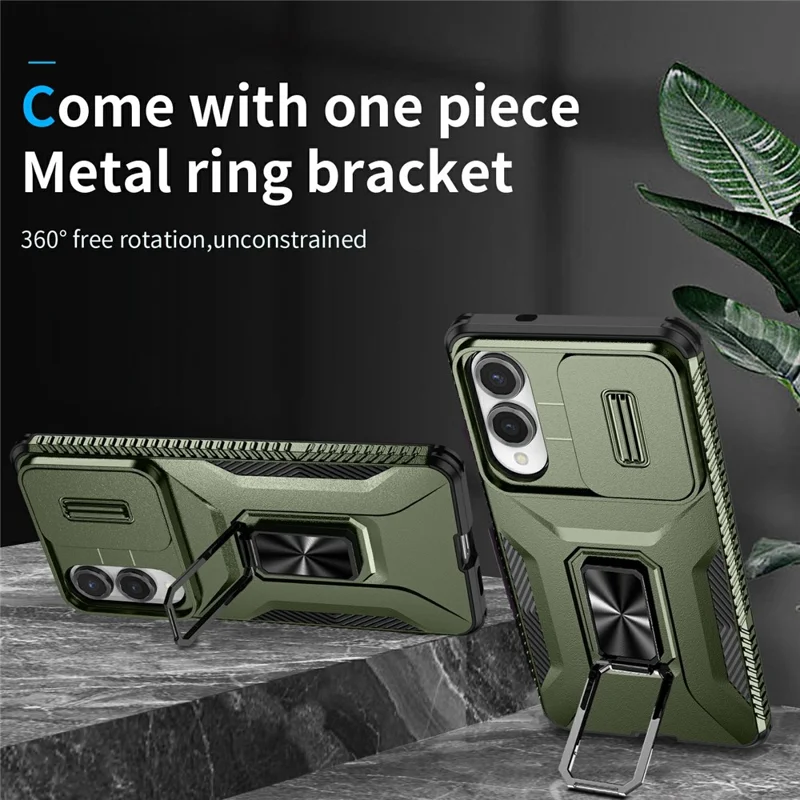For Samsung Galaxy S25 Edge Case Camshield Kickstand TPU + PC Anti-Slip Phone Cover - Green
