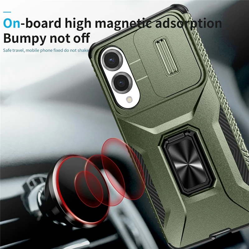For Samsung Galaxy S25 Edge Case Camshield Kickstand TPU + PC Anti-Slip Phone Cover - Green