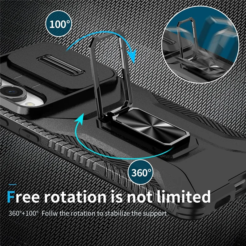For Samsung Galaxy S25 Edge Case Camshield Kickstand TPU + PC Anti-Slip Phone Cover - Black