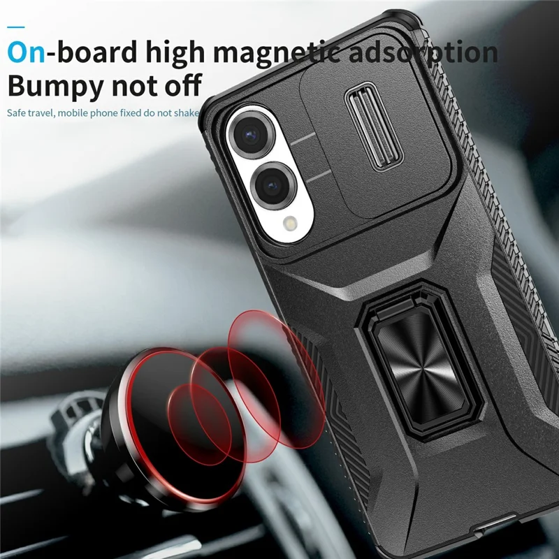 For Samsung Galaxy S25 Edge Case Camshield Kickstand TPU + PC Anti-Slip Phone Cover - Black