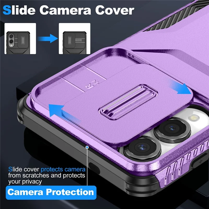 For Samsung Galaxy S25 Edge Case Camshield TPU + PC Phone Cover Non-Slip Side Edge - Purple