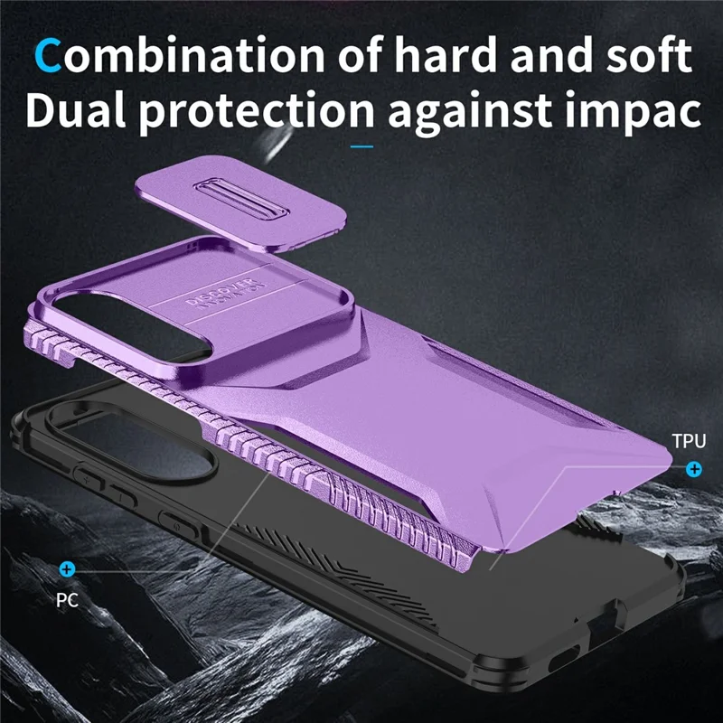 For Samsung Galaxy S25 Edge Case Camshield TPU + PC Phone Cover Non-Slip Side Edge - Purple