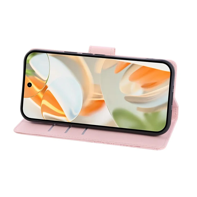 For Google Pixel 9a Case Rose Flower PU Leather Wallet Phone Cover with 3 Card Slots - Rose Gold