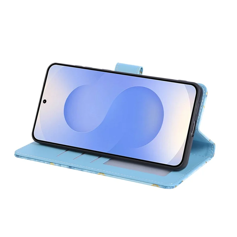 Voor Samsung Galaxy S25 Edge Hoesje Gelakte Marmeren Patroon Leren Telefoonhoes - Blauw