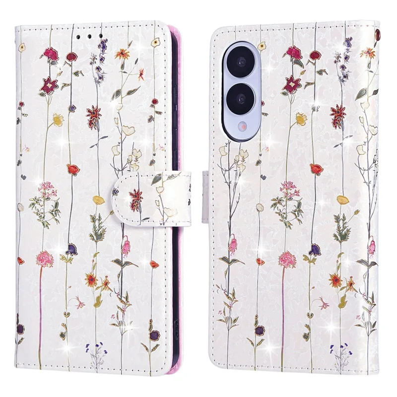 For Samsung Galaxy S25 Edge Case RFID Blocking Flower Leather Phone Cover - Small Flower
