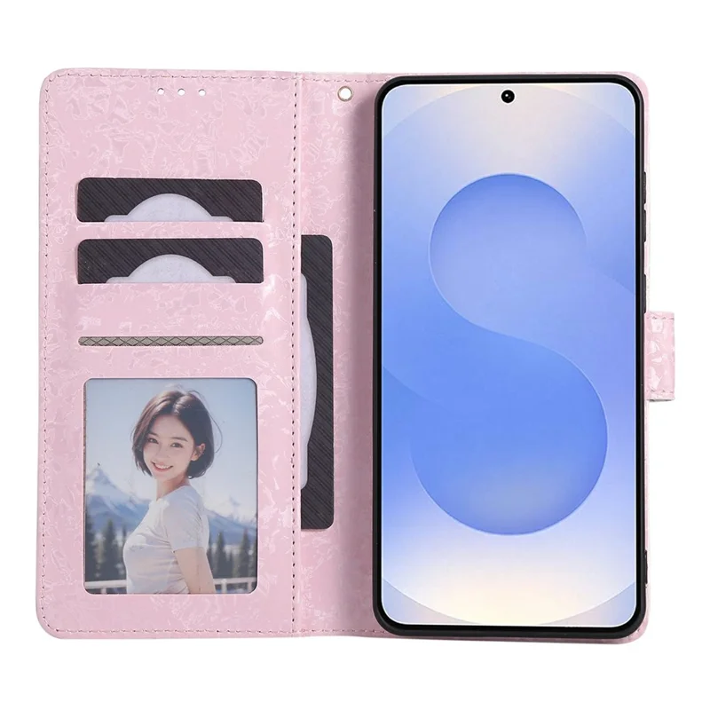 For Samsung Galaxy S25 Edge Case RFID Blocking Flower Leather Phone Cover - Small Flower