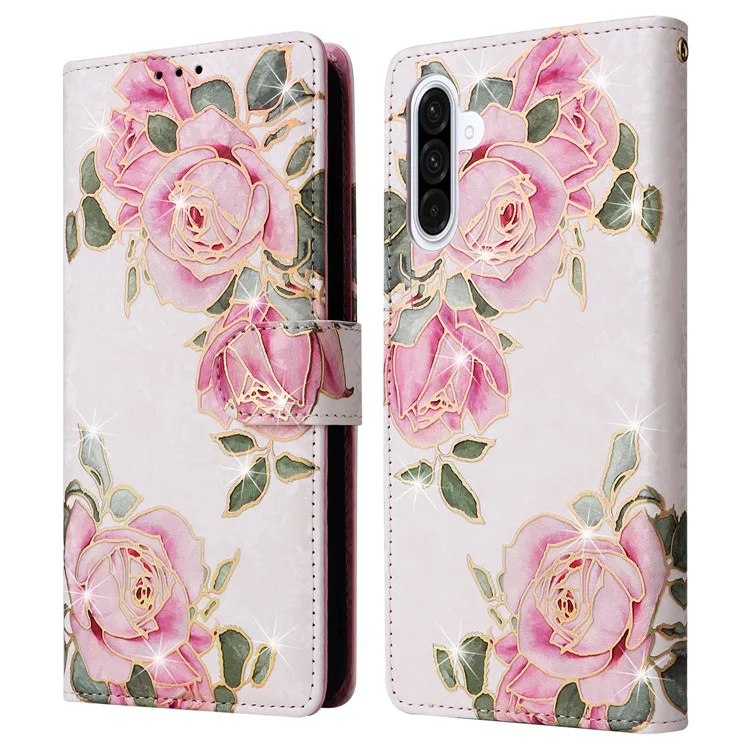 Cover per Samsung Galaxy A56 5G con Blocco RFID in Pelle Floreale - Fiore