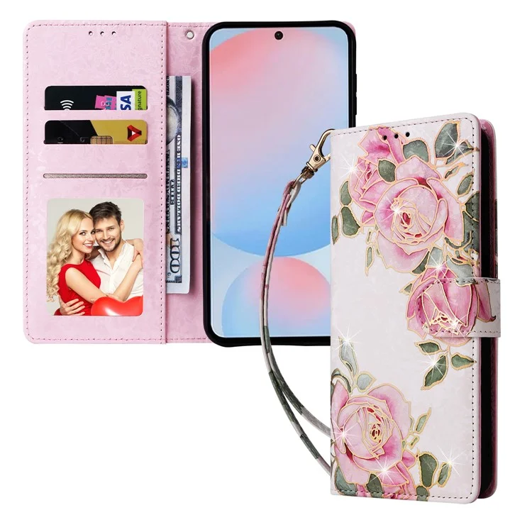 Cover per Samsung Galaxy A56 5G con Blocco RFID in Pelle Floreale - Fiore