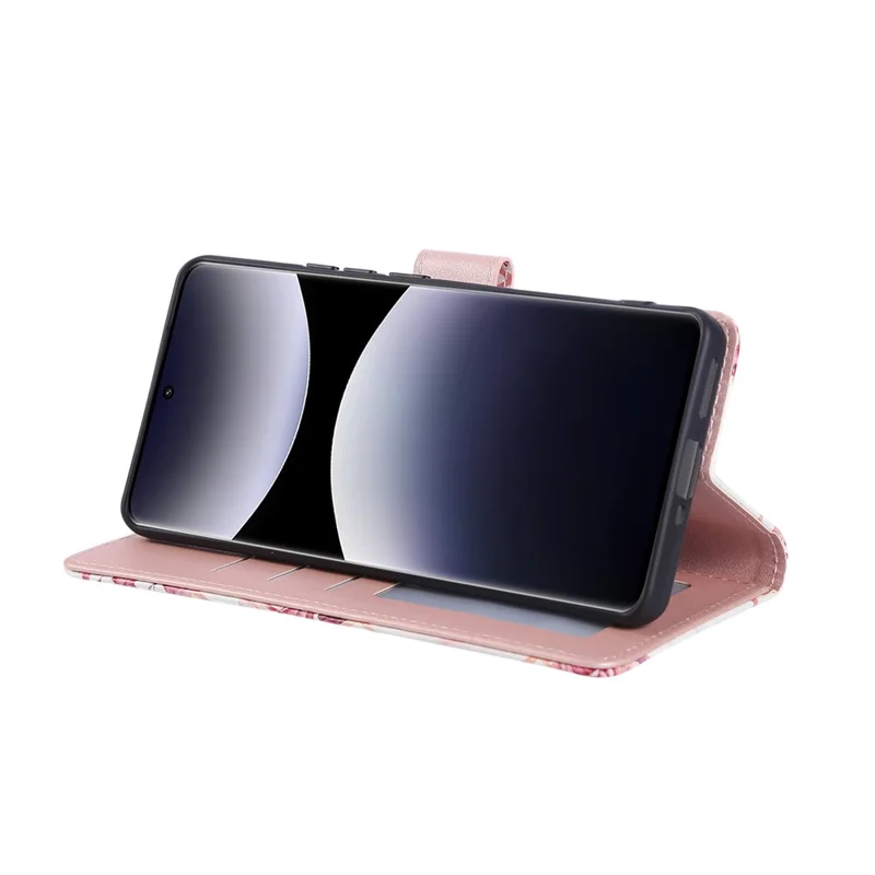 Leather Case for Xiaomi Redmi Note 14 Pro 5G / 14 Pro+ 5G / Poco X7 5G Lacquered Marble Pattern Phone Cover - Rose Gold
