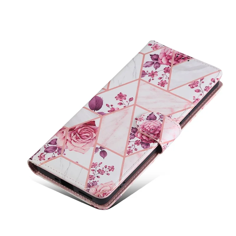Leather Case for Xiaomi Redmi Note 14 Pro 5G / 14 Pro+ 5G / Poco X7 5G Lacquered Marble Pattern Phone Cover - Rose Gold