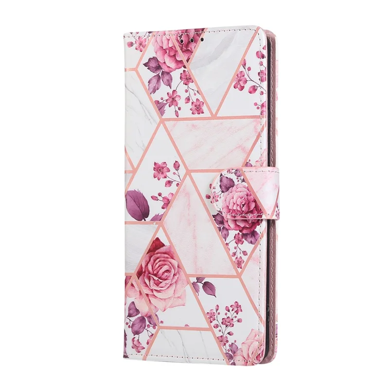 Leather Case for Xiaomi Redmi Note 14 Pro 5G / 14 Pro+ 5G / Poco X7 5G Lacquered Marble Pattern Phone Cover - Rose Gold
