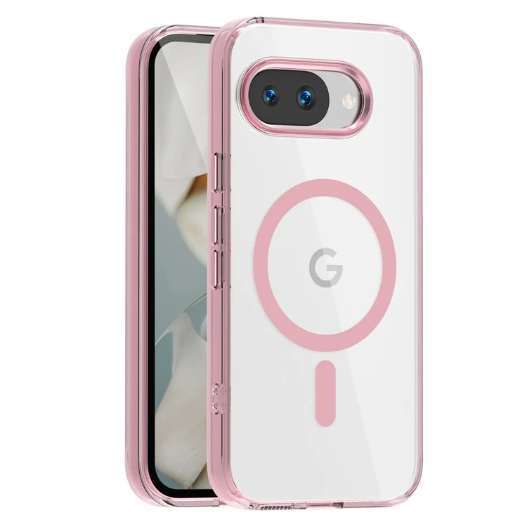 Чехол для Google Pixel 9a, совместимый с MagSafe, из TPU+PC прозрачный - Розовый