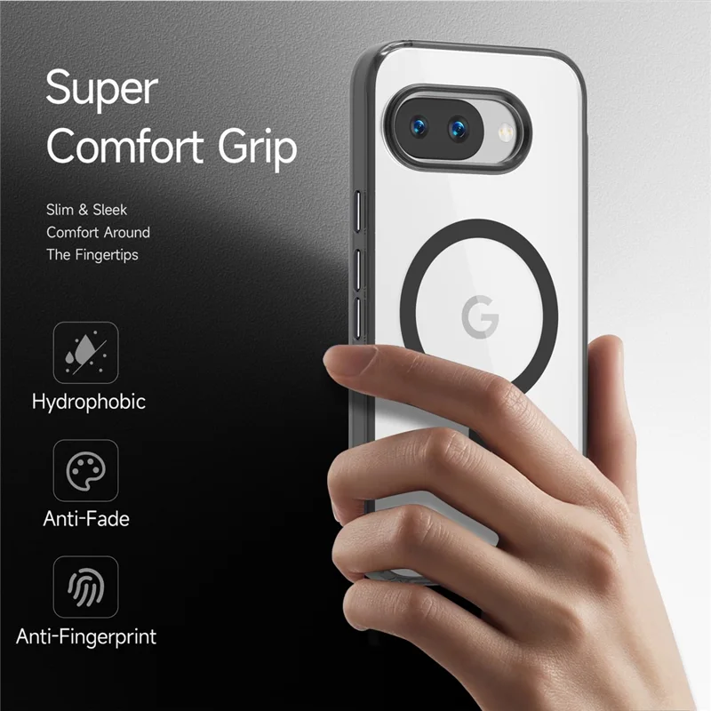 For Google Pixel 9a Magnetic Case TPU+PC Transparent Phone Cover - Black