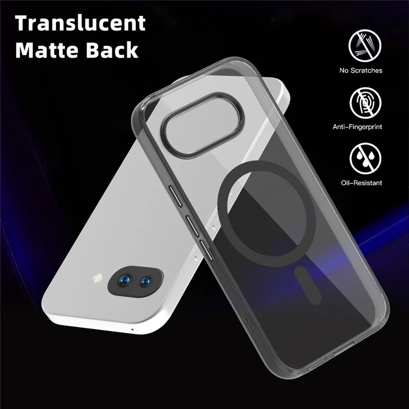 For Google Pixel 9a Magnetic Case TPU+PC Transparent Phone Cover - Black