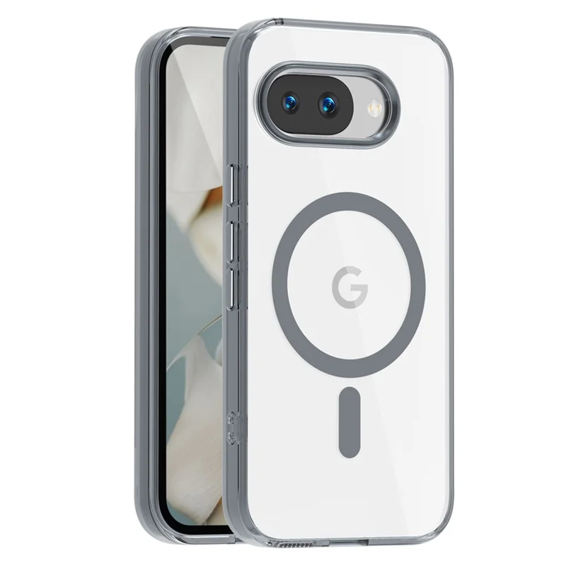 For Google Pixel 9a Magnetic Case TPU+PC Transparent Phone Cover - Grey