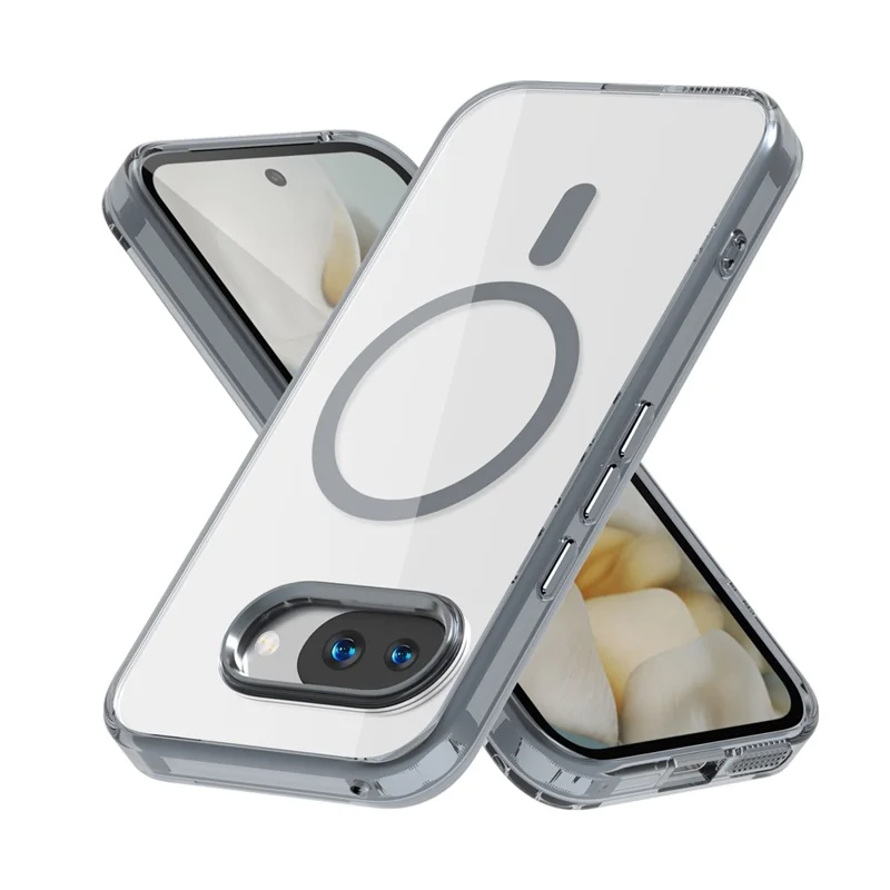 For Google Pixel 9a Magnetic Case TPU+PC Transparent Phone Cover - Grey