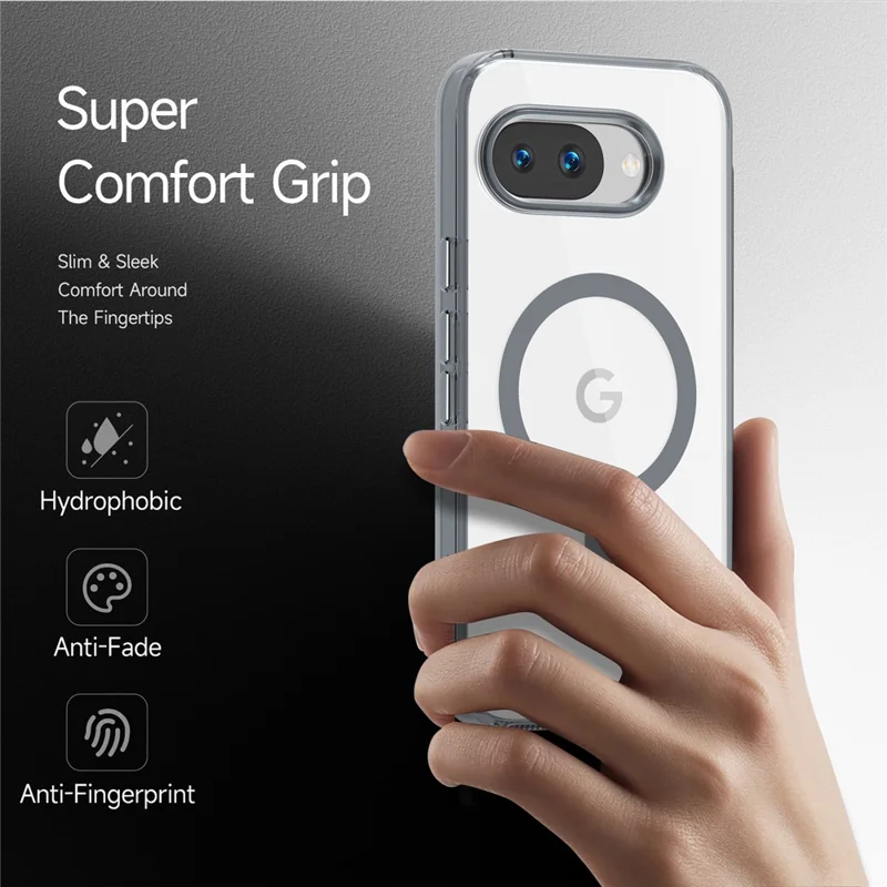 For Google Pixel 9a Magnetic Case TPU+PC Transparent Phone Cover - Grey