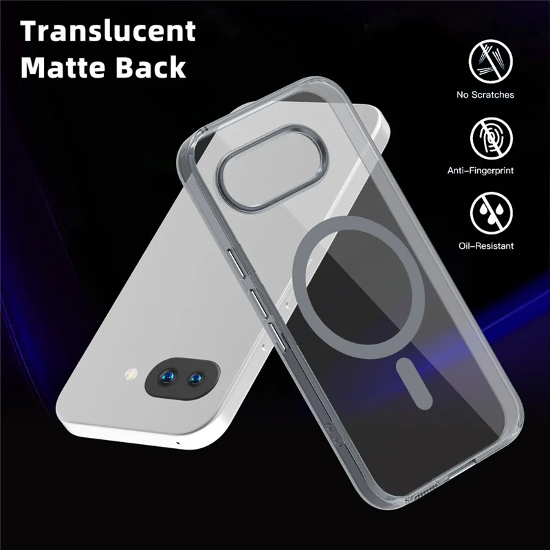 For Google Pixel 9a Magnetic Case TPU+PC Transparent Phone Cover - Grey