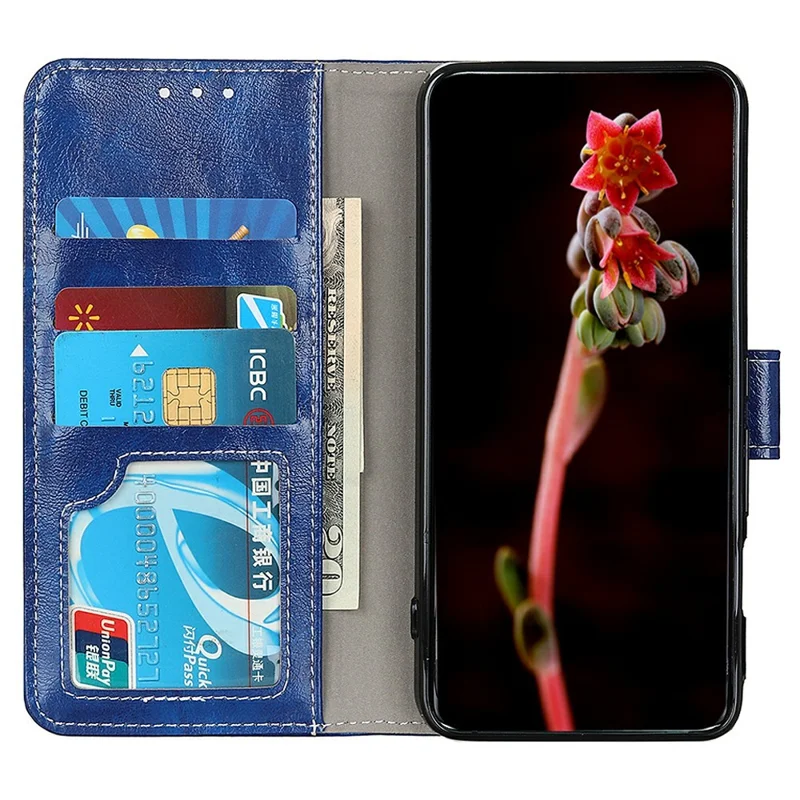 For Honor 400 Lite 5G Case Wallet Leather Phone Cover Crazy Horse Texture - Blue