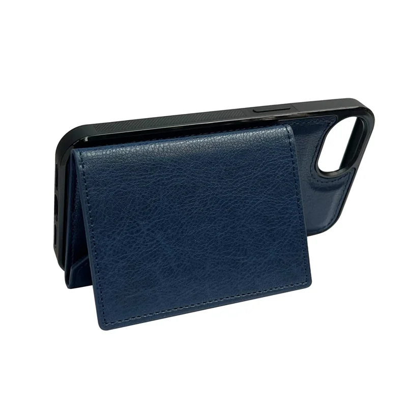 For iPhone 16e Hoesje met Kaartenvak en Standaard TPU + PU Telefoonhoes - Blauw