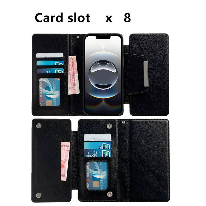 Voor iPhone 16e Hoesje Afneembare 2-in-1 Magnetische Sluiting PU Leren Portemonnee Hoes - Zwart