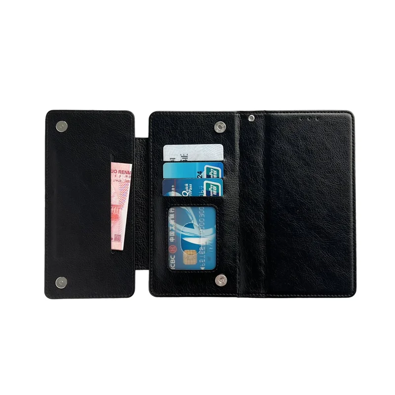 Voor iPhone 16e Hoesje Afneembare 2-in-1 Magnetische Sluiting PU Leren Portemonnee Hoes - Zwart