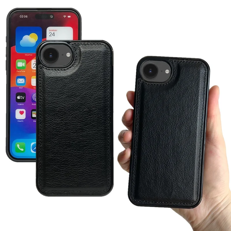 Voor iPhone 16e Hoesje Afneembare 2-in-1 Magnetische Sluiting PU Leren Portemonnee Hoes - Zwart