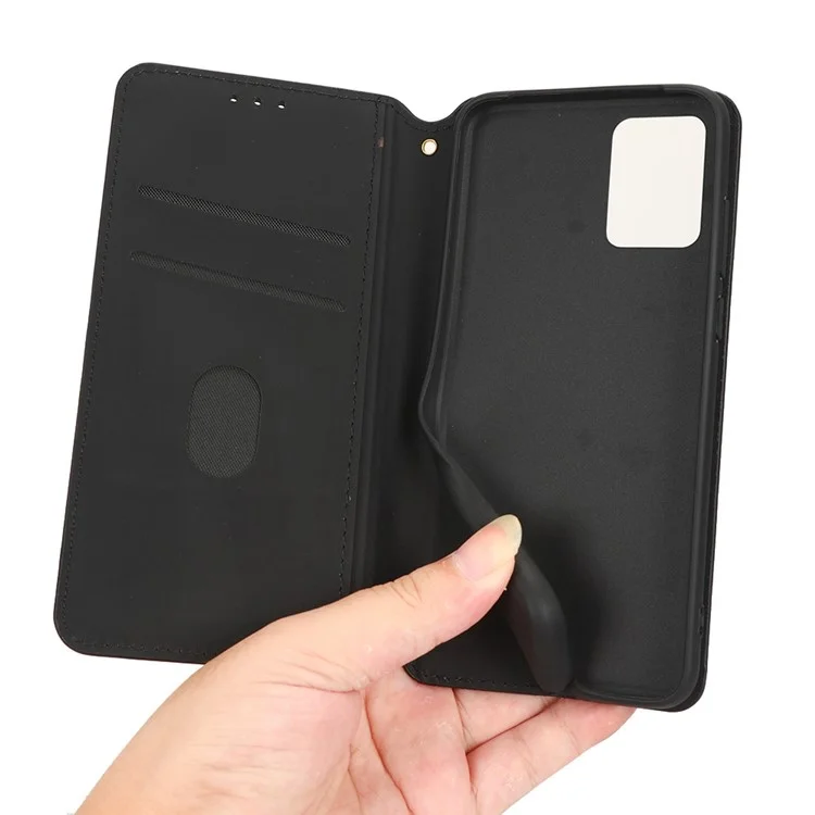 For Motorola Edge 30 Neo 5G Imprinted Rhombus Pattern PU Leather Phone Case Magnetic Auto Closing Cover with Wallet Stand - Black