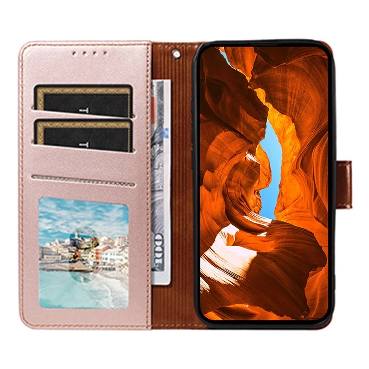 For Xiaomi Poco X7 Pro 5G / Redmi Turbo 4 5G Case RFID Blocking Leather Wallet Flip Phone Cover with Wrist Strap - Rose Gold