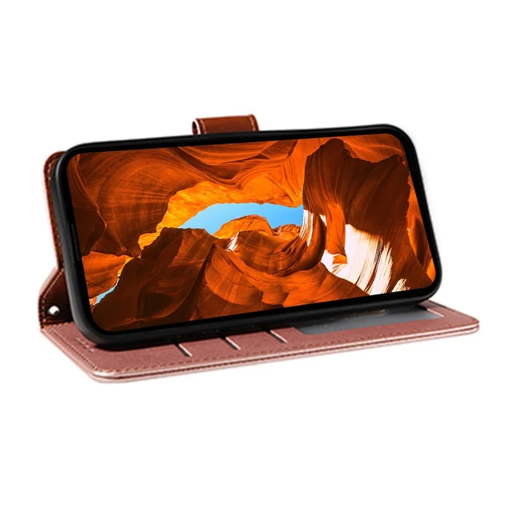 For Xiaomi Poco X7 Pro 5G / Redmi Turbo 4 5G Case RFID Blocking Leather Wallet Flip Phone Cover with Wrist Strap - Rose Gold