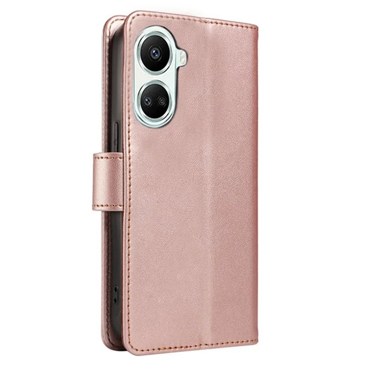 For Xiaomi Poco X7 Pro 5G / Redmi Turbo 4 5G Case RFID Blocking Leather Wallet Flip Phone Cover with Wrist Strap - Rose Gold