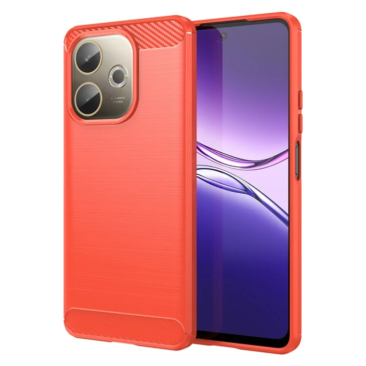 For Oppo A5 Pro 4G (Global) / 5G (Global) / A5 Energy 5G (China) Case Protective Phone Cover Carbon Fiber Texture Brushed - Red