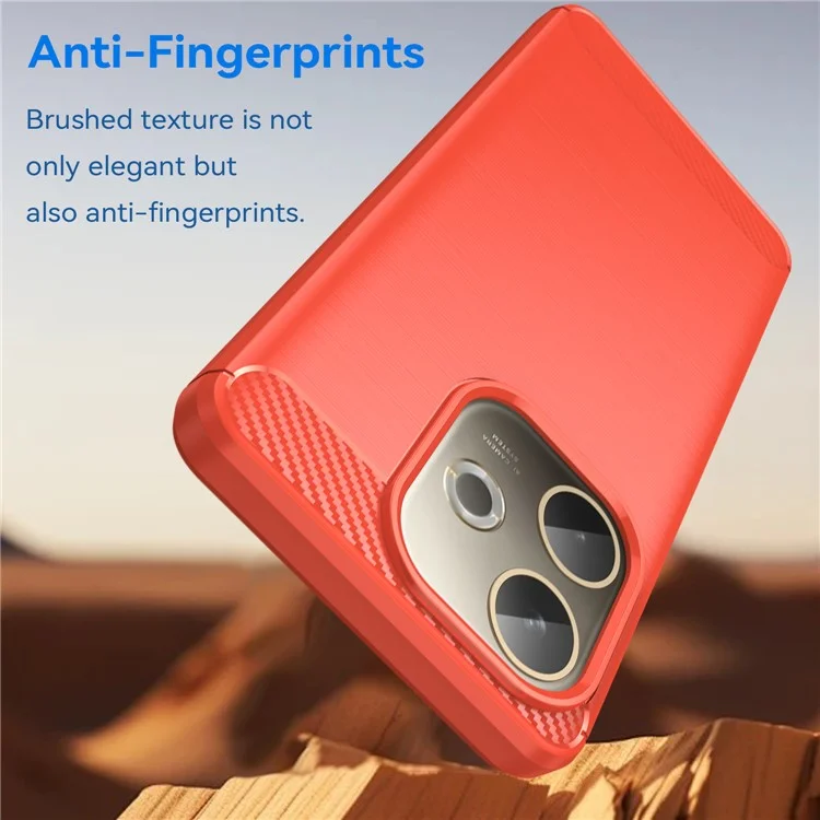 For Oppo A5 Pro 4G (Global) / 5G (Global) / A5 Energy 5G (China) Case Protective Phone Cover Carbon Fiber Texture Brushed - Red