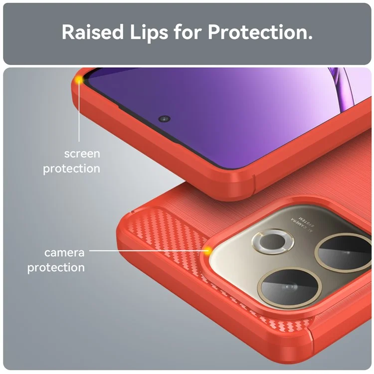 For Oppo A5 Pro 4G (Global) / 5G (Global) / A5 Energy 5G (China) Case Protective Phone Cover Carbon Fiber Texture Brushed - Red