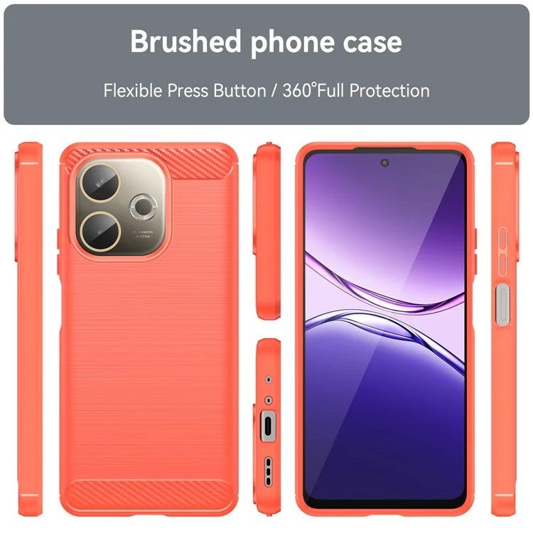 For Oppo A5 Pro 4G (Global) / 5G (Global) / A5 Energy 5G (China) Case Protective Phone Cover Carbon Fiber Texture Brushed - Red