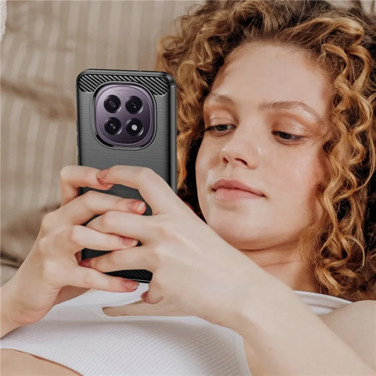 Étui de protection pour Oppo F29 5G Texture en fibre de carbone brossée - Noir