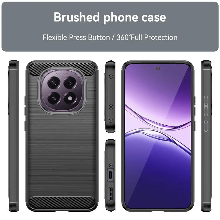 Étui de protection pour Oppo F29 5G Texture en fibre de carbone brossée - Noir