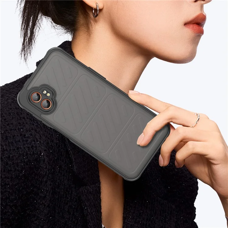 Für Samsung Galaxy XCover7 Pro Hülle Stoßfest Airbags Frost Transparent PC + TPU Handyrückseite Schutzhülle - Schwarz