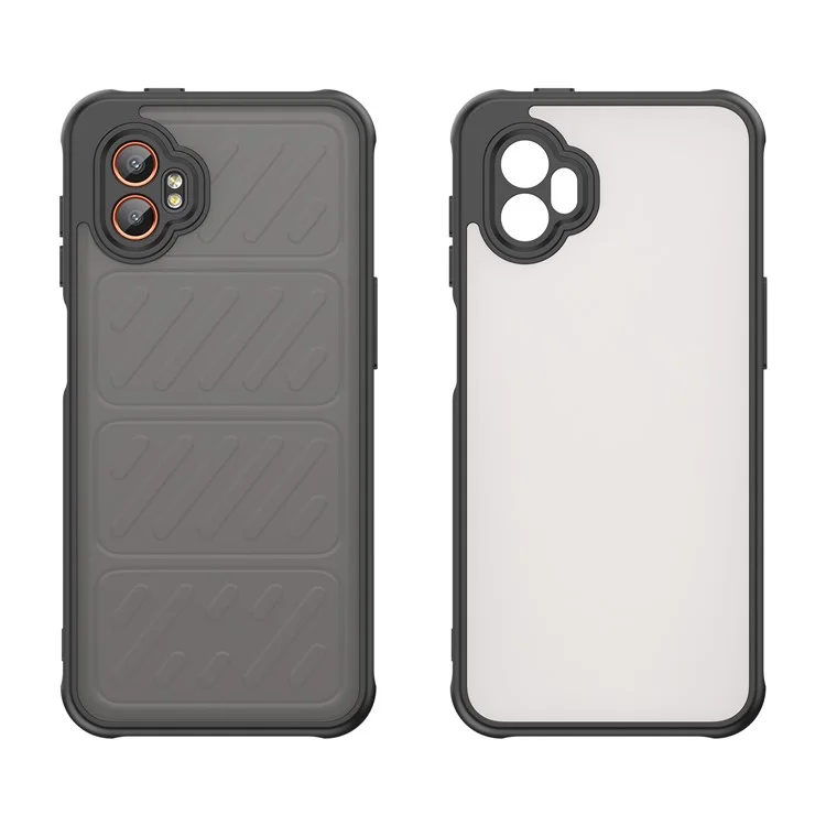 Für Samsung Galaxy XCover7 Pro Hülle Stoßfest Airbags Frost Transparent PC + TPU Handyrückseite Schutzhülle - Schwarz