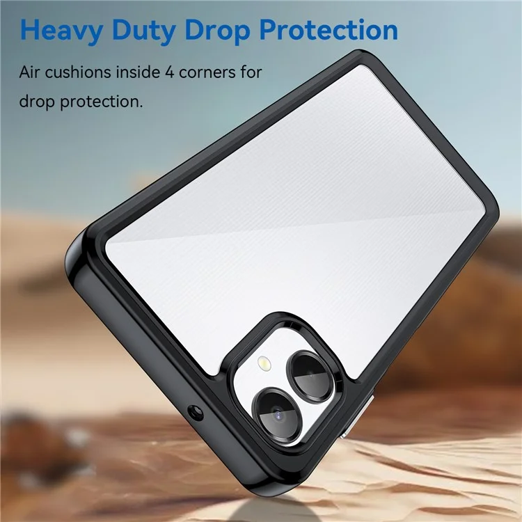 Étui pour Samsung Galaxy A06 5G en TPU + Acrylique, Coque de Protection Transparente pour Téléphone - Noir