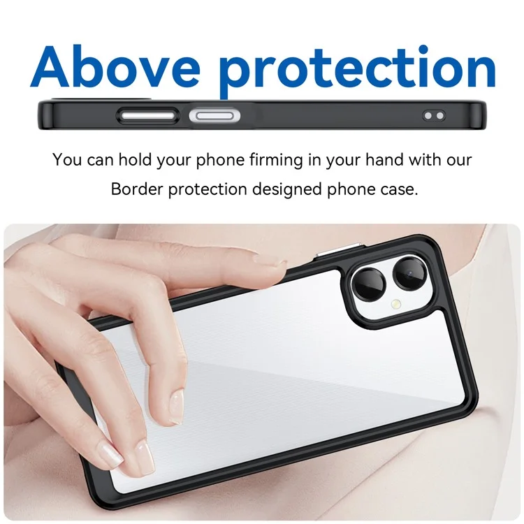 Étui pour Samsung Galaxy A06 5G en TPU + Acrylique, Coque de Protection Transparente pour Téléphone - Noir