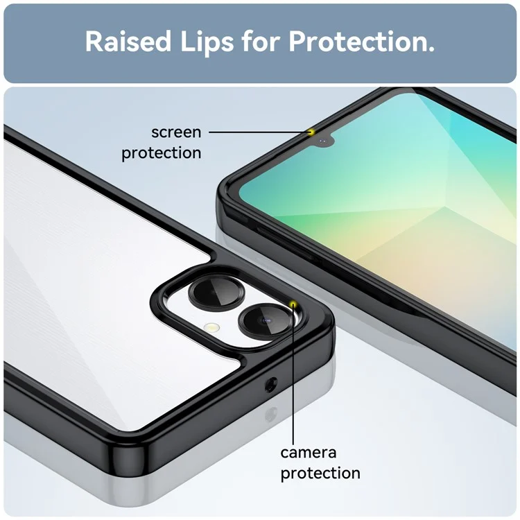 Étui pour Samsung Galaxy A06 5G en TPU + Acrylique, Coque de Protection Transparente pour Téléphone - Noir