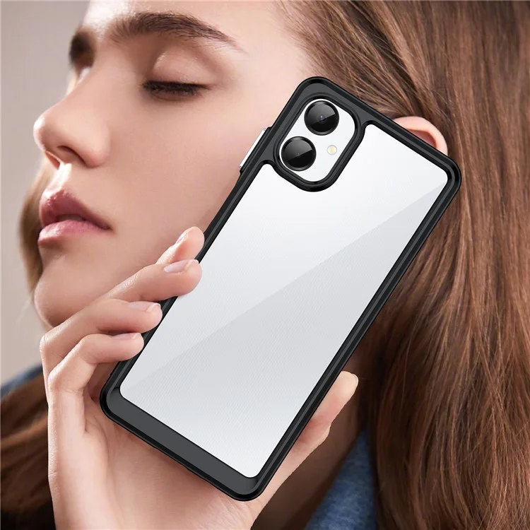Étui pour Samsung Galaxy A06 5G en TPU + Acrylique, Coque de Protection Transparente pour Téléphone - Noir