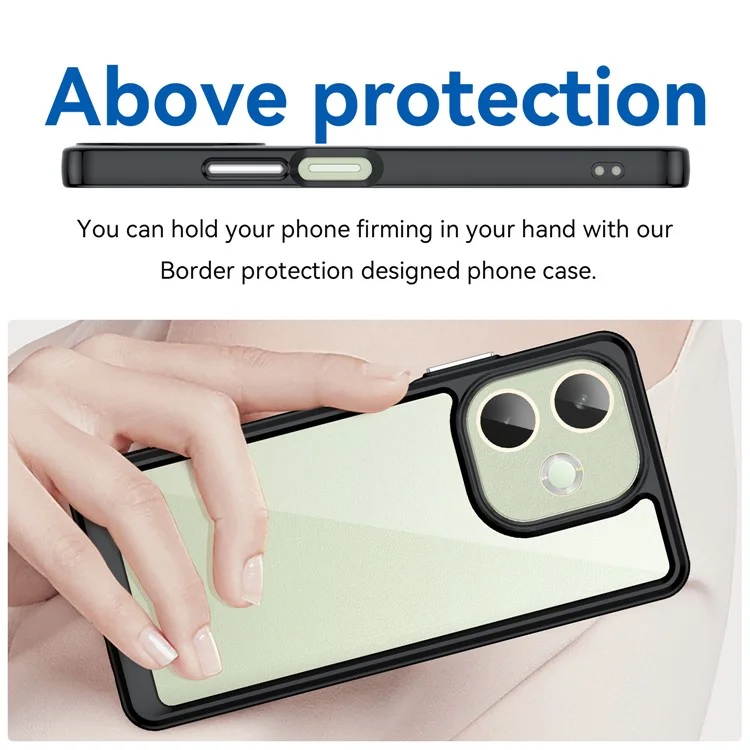 Для Oppo A5 Pro 5G / A5 Pro 4G / A5 Energy Чехол TPU + Акрил Прозрачный защитный чехол для телефона - Черный