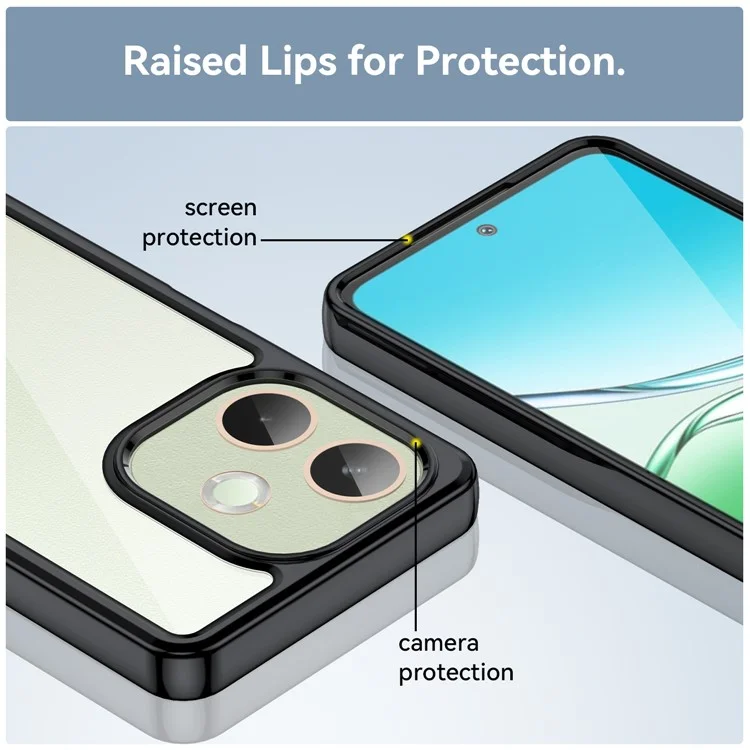 Для Oppo A5 Pro 5G / A5 Pro 4G / A5 Energy Чехол TPU + Акрил Прозрачный защитный чехол для телефона - Черный